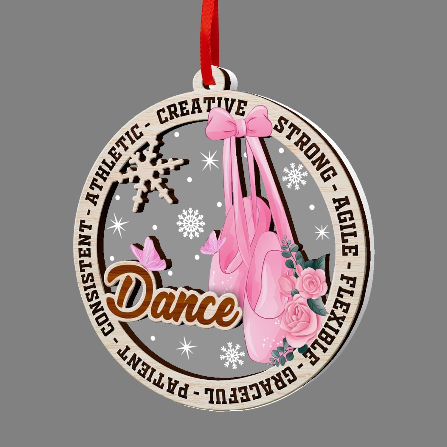 Dance Christmas Ornaments, Ballet 2 Layer Wood & Acrylic Ornament for Girl, Kids Dancer Ornament Decoration, Sports Fan Ornaments 2025, Dance Gifts for Christmas Decor.