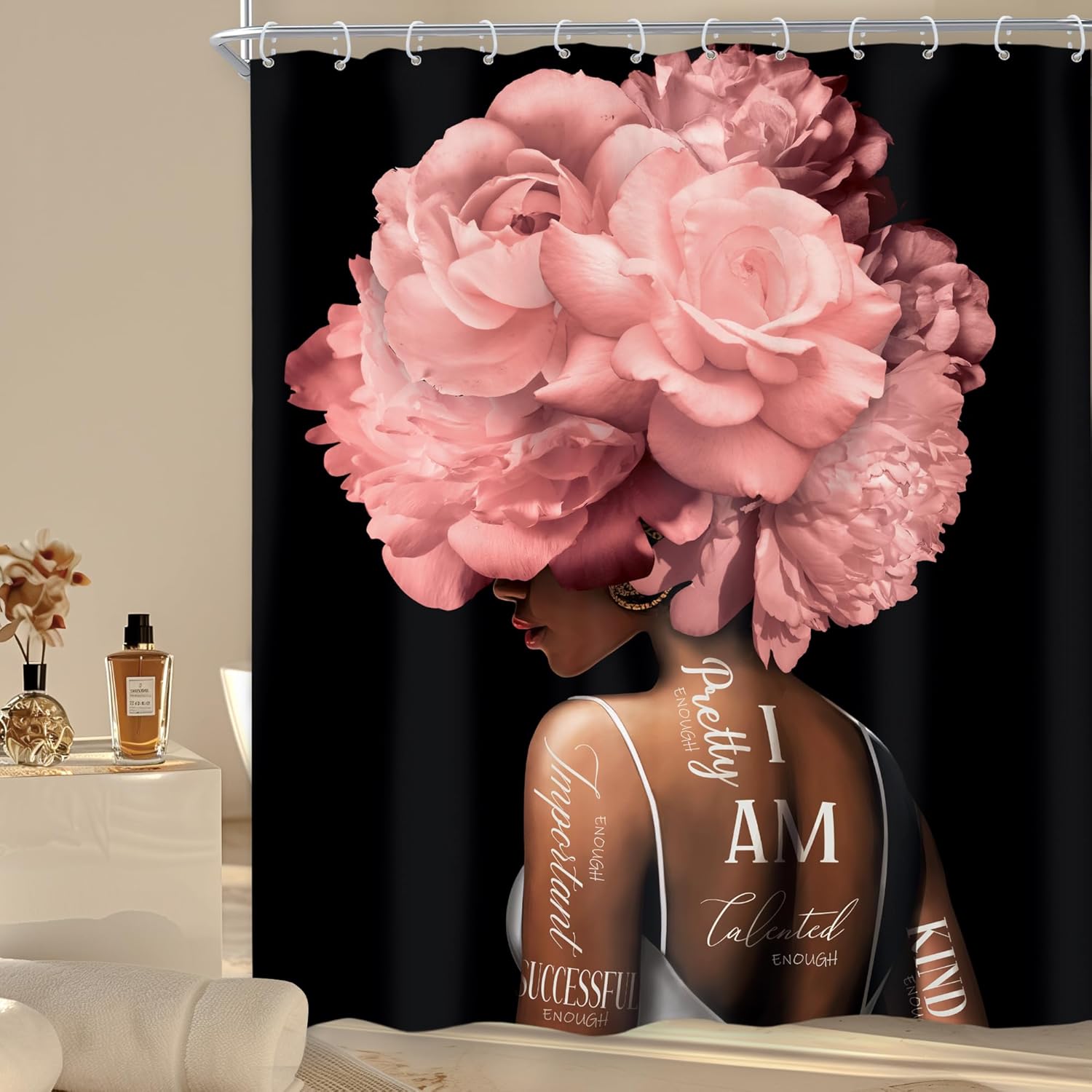 Riyidecor アフリカ系アメリカ人シャワーカーテン 72Wx72H インチ