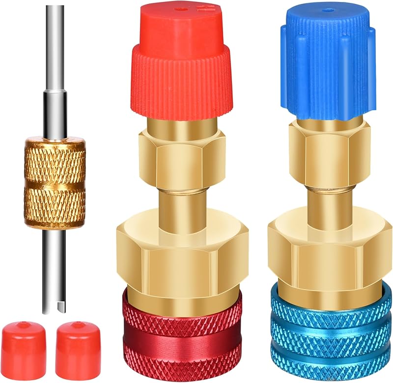 Kit adaptador R1234yf para R134a Tottist com engates rápidos e ferramenta para núcleo de válvula – 3 peças