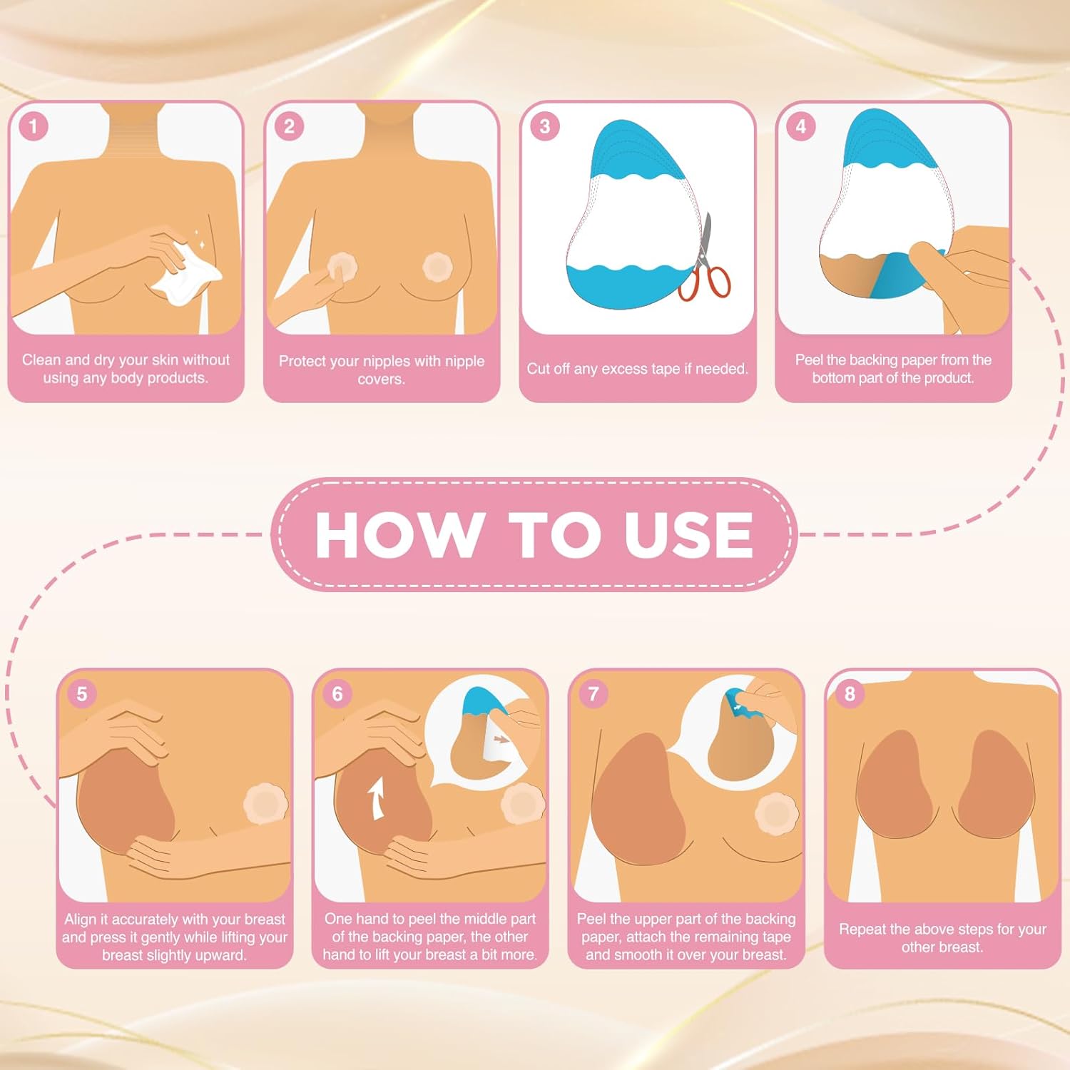 OK TAPE Breast Lift Tape, Nylon Boob Tape, Pre-Cut Design For Free Cutting, A-E Cup - Image 6