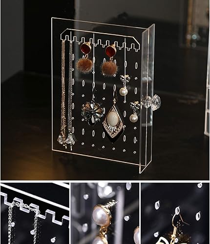 Miniatura 3 de Joyeros para mujer, joyero de acrílico transparente para mujer, con 4 cajones, soporte para aretes colgantes, organizador de joyas para aretes,