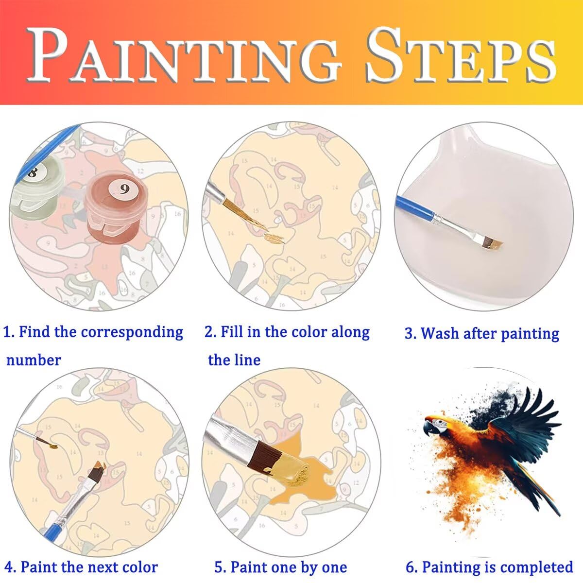 Dipingere con i Numeri Bird, Paint by Numbers Adulti Pappagallo, Fai da te Creativi Adulti Quadri da Dipingere Numerati Kit per Decorazione Della Parete di Casa, Regalo 70x95 cm Senza Cornice W9-1