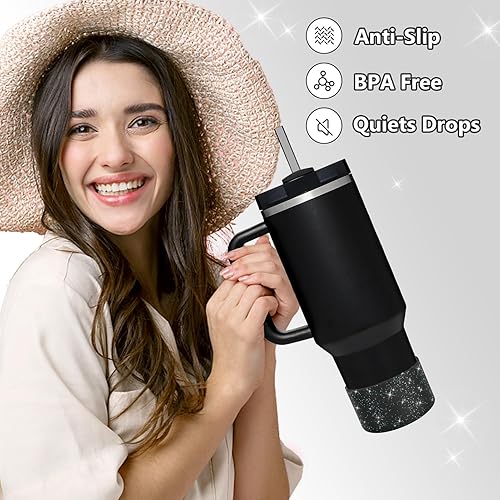Miniatura 3 de WUQID Funda protectora de silicona compatible con vasos Stanley Tumbler de 20 a 40 onzas y botella Hydro Flask de 12 a 24 onzas, reduce las