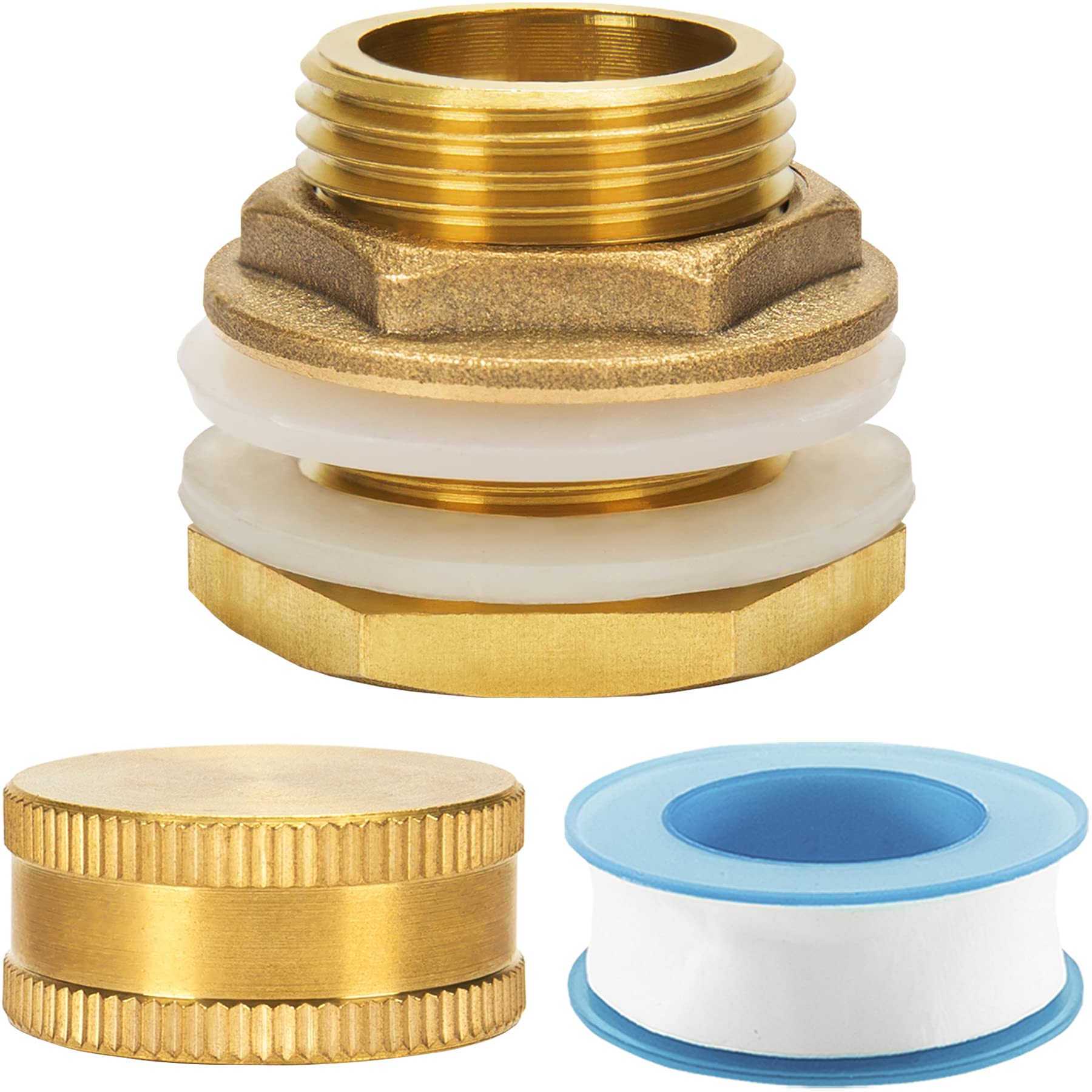 Buy DRULAT Brass Male Bulkhead Fitting with Hose Cap for 3/4” Garden