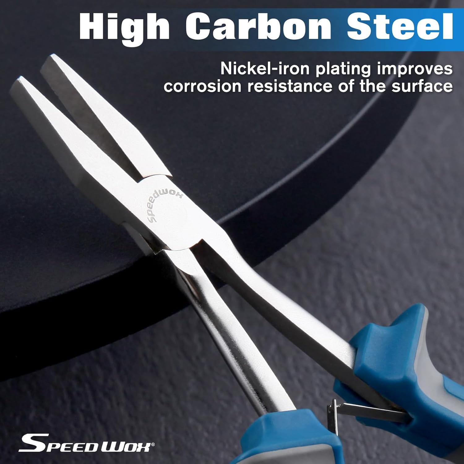 SPEEDWOX Long Reach Flat Nose Pliers 6 Inches Precision Duck Bill Fine Pliers for Hard to Reach Narrow Spaces Smooth Jaws High Leverage Reduce Efforts Non-slip Handles Small Plier Thin Professional