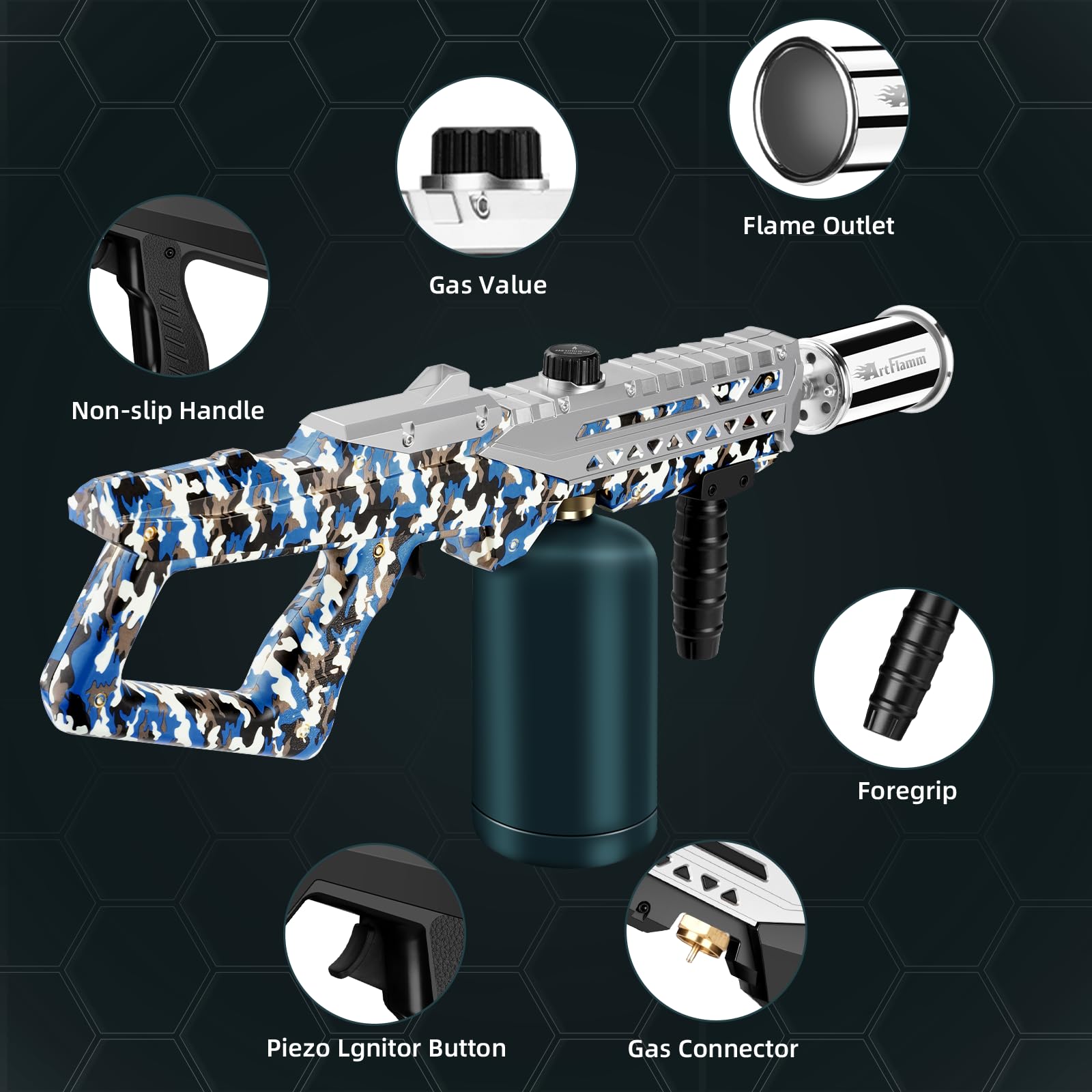Pistola de antorcha de propano, potente pistola de antorcha para parrilla, pistola de antorcha de cocina con llama ajustable, lanzallamas, antorcha de cocina de alta potencia para barbacoa