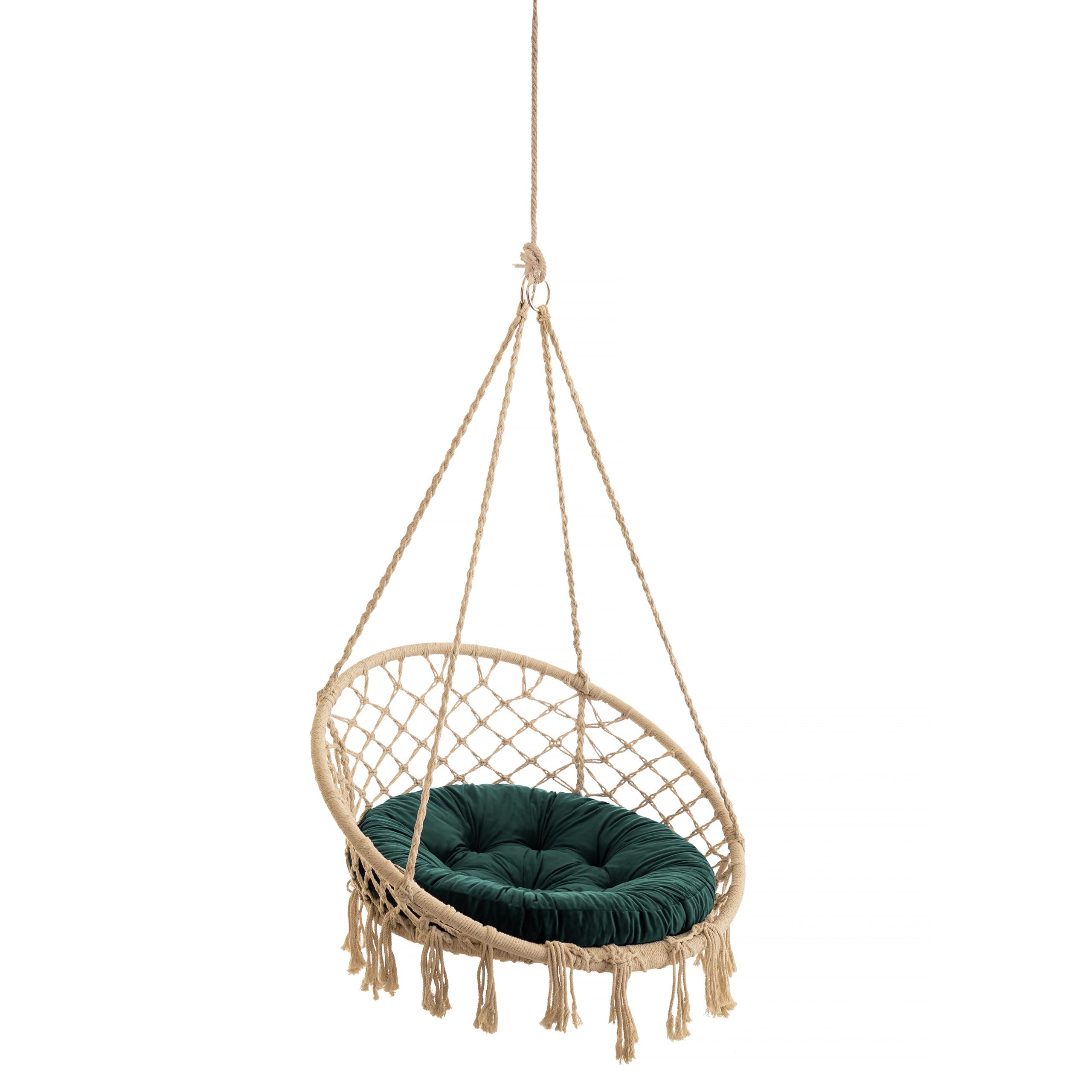 Pillowprim Green Outdoor Hammock Chair Cushion – Hammock Seat Cushion – Nest Swing Comfort Cushion – Washable Round Cushion – – 65 Cm