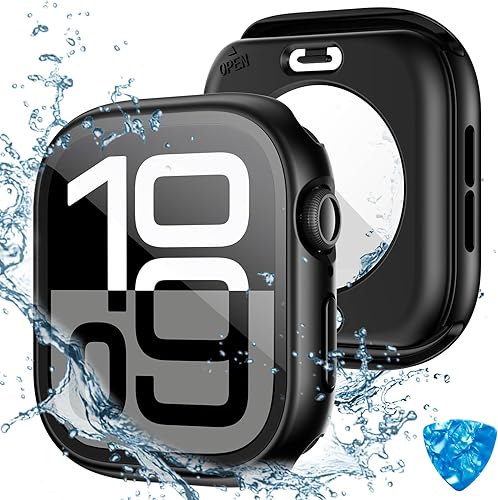 Vista 93 de Tensea - Funda protectora de pantalla impermeable para Apple Watch (2 en 1) para Apple Watch Serie SE 7, 5, 4, accesorios de 45 mm, iWatch protector