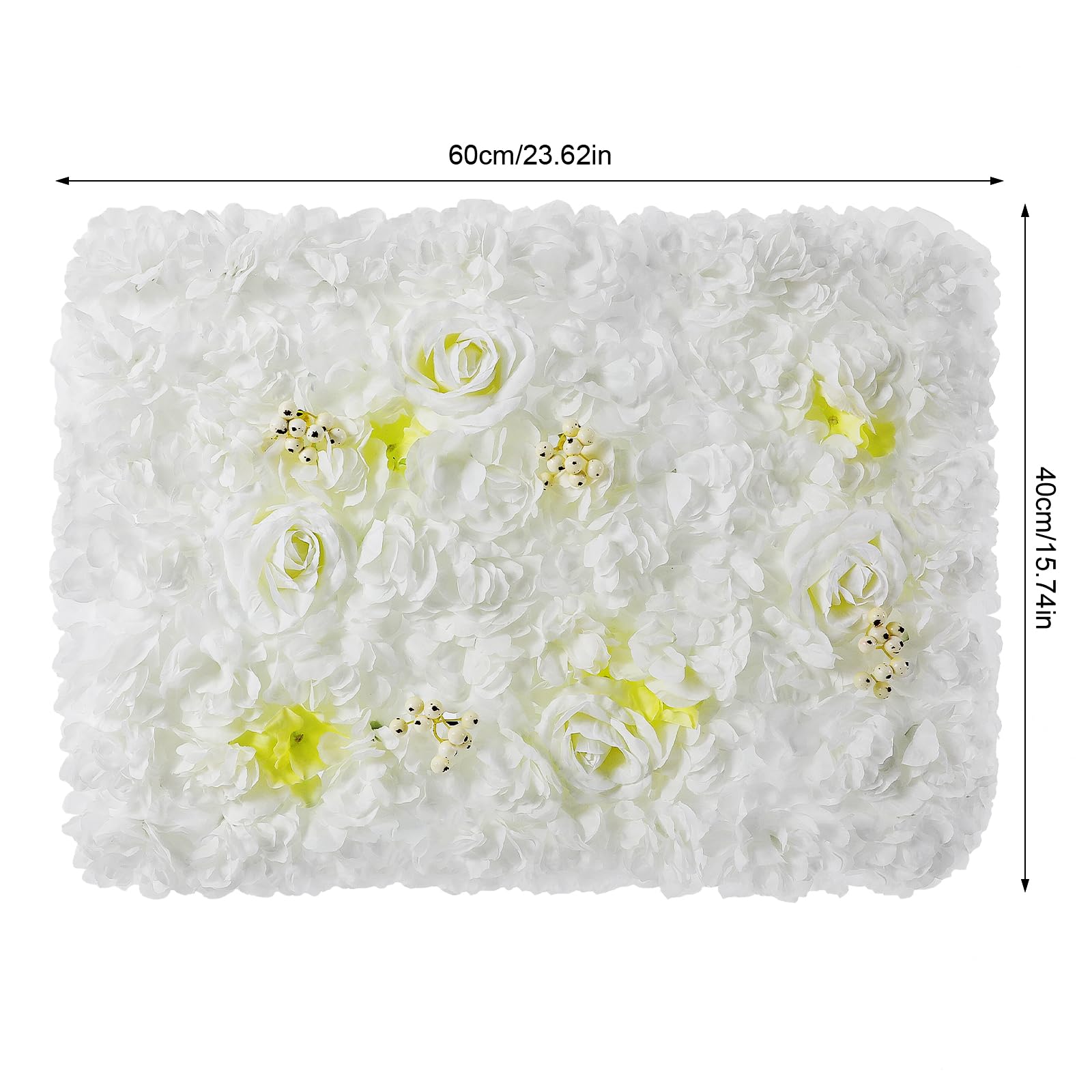 Künstliche Blumenwand 12 Stück Flower Wall künstliche Rose, DIY Blume Wandpaneel für Hochzeit, Hintergrund, Dekoration, Zuhause, Garten, Party, Dekoration, 60 x 40 cm, Weiße