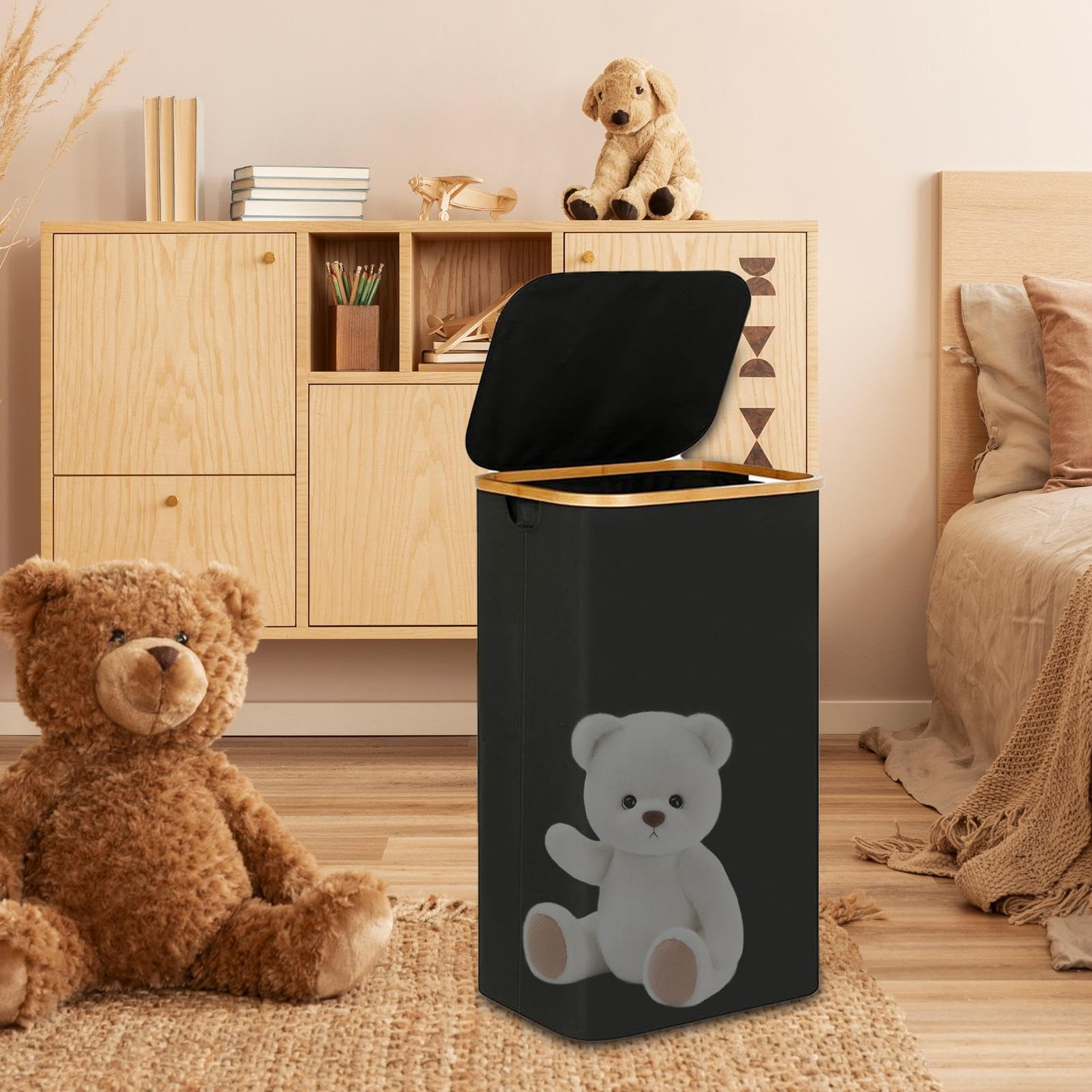Cestino Portabucato per la Biancheria Grande Cesto Pieghevole per | Cesto per Lavanderia con Coperchio per Bagno, Dormitorio, Camera dei Bambini, Angolo, Appartamento, Stanza
