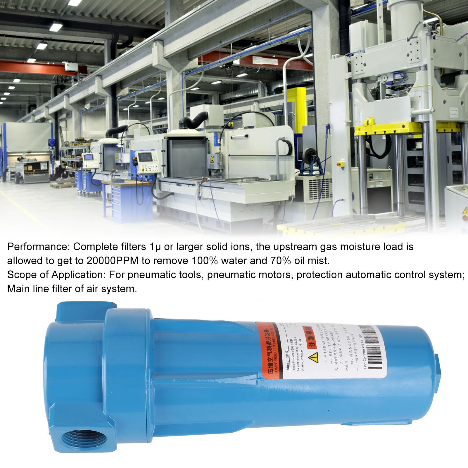 Filtro del compressore dell'aria Separatore olio per olio ad alta efficienza PP Filtro di cotone Elemento in lega di alluminio durevole Involucro per sistemi di compressore d'aria (C-001) (T-001)