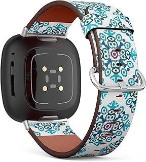 CJBROES Replacement Leather Watch Band, Compatible with Fitbit Versa 3 and Fitbit Sense of Wristband Bracelet Accessory - Mandala Hand