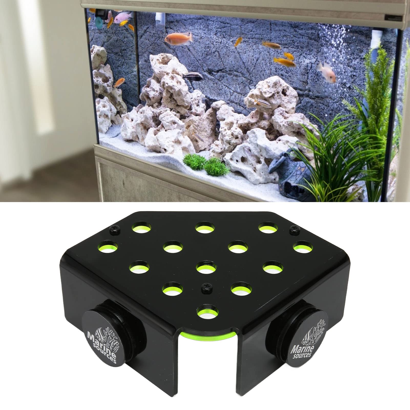 Pssopp Coral Frag Rack Fluorescent Green Coral Frag Holder 13 Holes Double Layers Coral Frag Plug with Magnetic Suction for Fish Tank Aquarium - Image 4