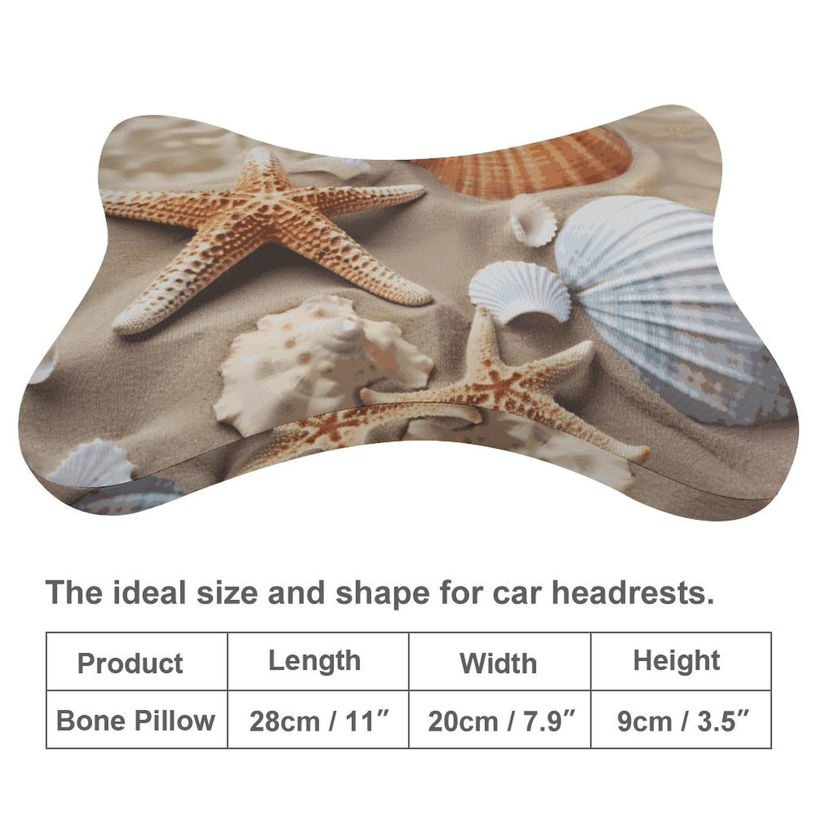 Almohada de estrella de mar de concha de mar, núcleo de almohada de espuma viscoelástica, cojín, proporciona apoyo para el cuello, almohadas de coche para viajes y oficinas en casa.