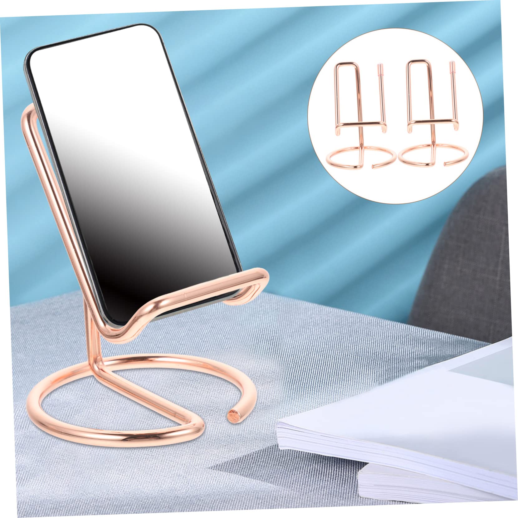 Supporto Telefono da Tavolo in Ferro 2 Pezzi Porta Smartphone Portatile Design Semplice Funzionale per Soggiorno e Camera