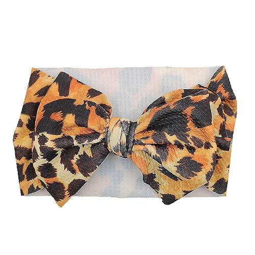 Miniatura 5 de BBTDIN Guepardo turbante diadema lazo bebé niñas leopardo banda para el pelo lazo bebé guepardo diadema Bowknot BTB04 (rosa)
