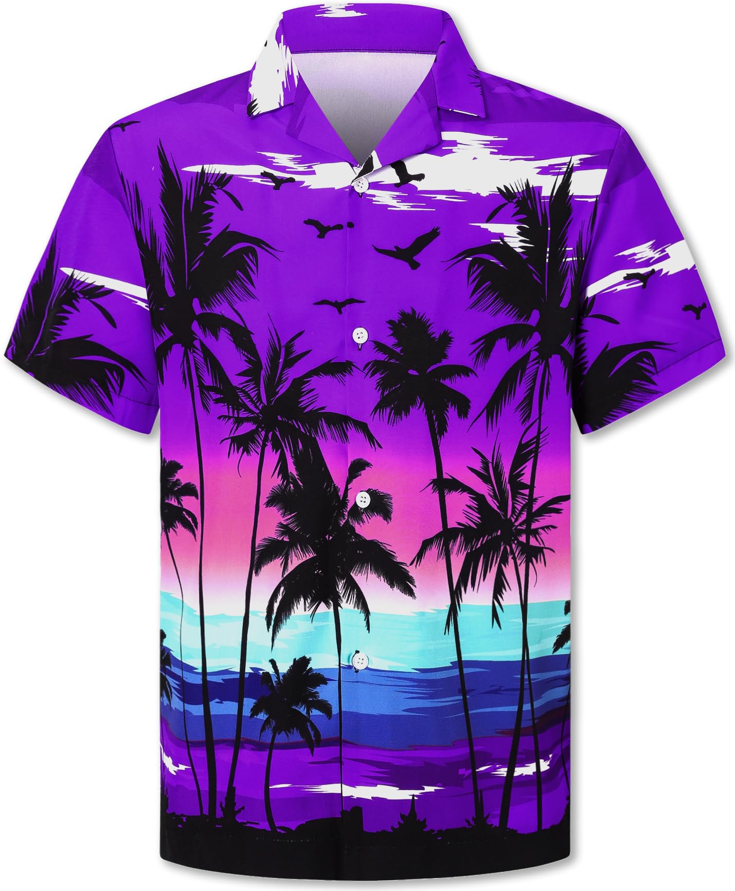 Cromoncent Hawaiian Shirt for Boy&amp;Men Short Sleeve Cuban Collar Tropical Holiday Summer Beach Shirts