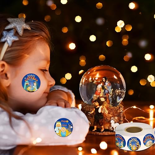 Miniatura 6 de 1000 calcomanías de feliz cumpleaños de Jesús para niños, religioso, Navidad, belén, iglesia, cristiana, rollo de calcomanías para escuela