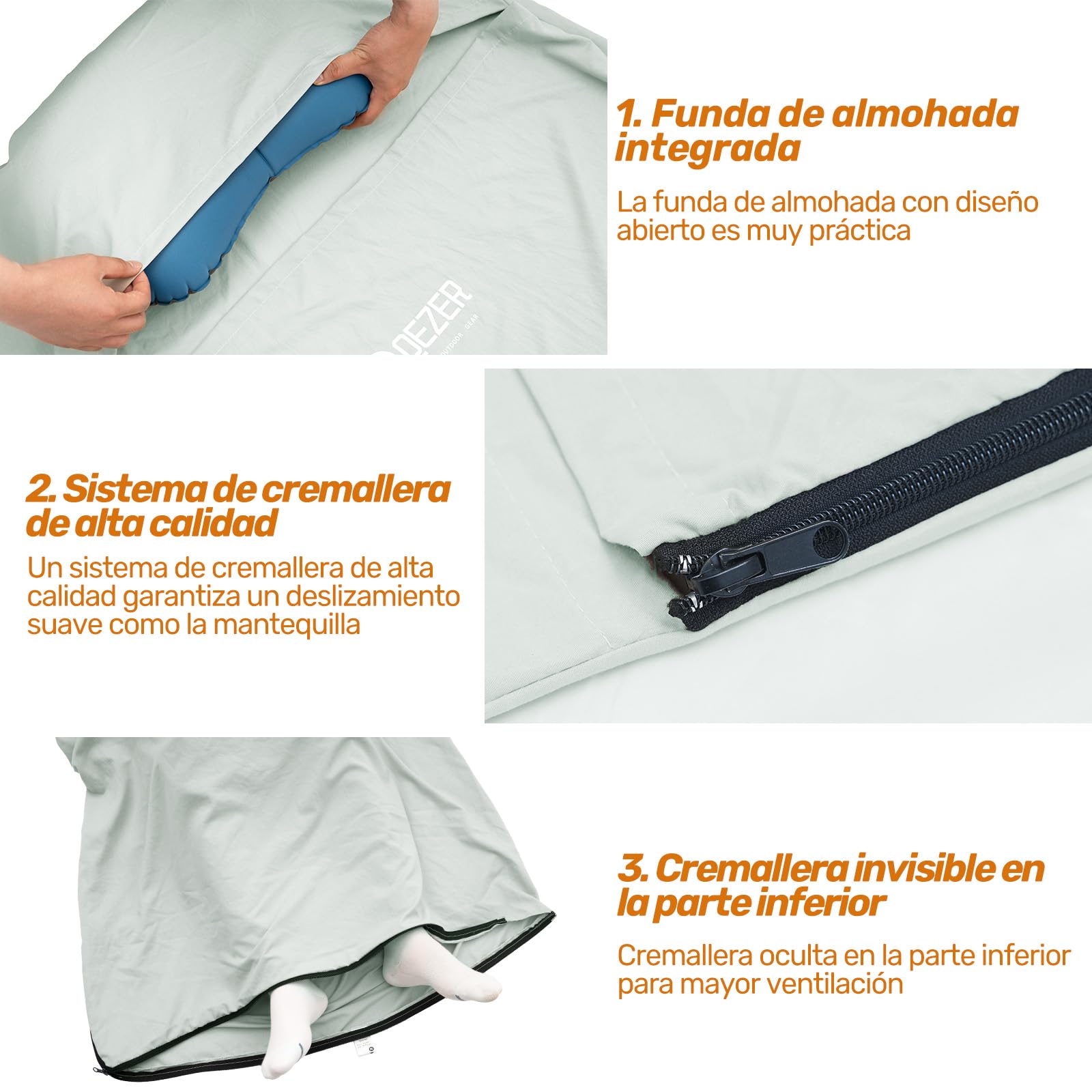 Saco Sabana, Saco de Dormir Compacto de Secado rápido para mochileros, Camping, hoteles y albergues