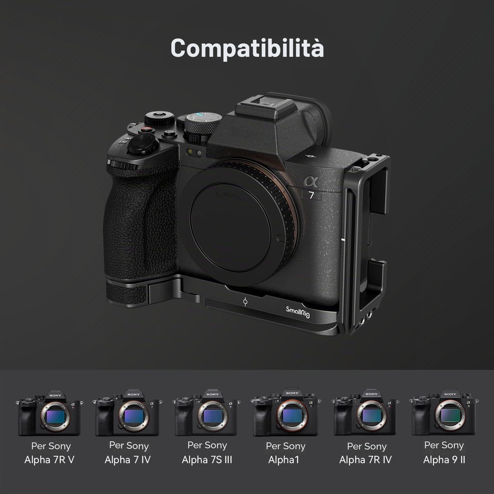 SMALLRIG A7 IV/A7S III/A7R V/A7R IV/A9II/A1 Staffa a L per Arca e per per RS 3 / RS 3 Pro/RS 2/RSC 2, Piastra a L a Sgancio Rapido per Sony A7 IV/A7 SIII/A7R V/A7R IV/A9II/A1-3660B