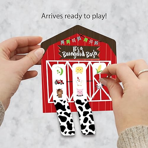 Miniatura 2 de Big Dot of Happiness Farm Animals - Juego de 12 tarjetas de encurtidos para baby shower o fiesta de cumpleaños, pestañas de tracción 3 en una fila