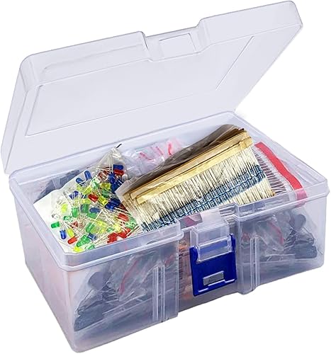 Kit surtido de componentes electrónicos, total de 1775 resistencias de película metálica, resistencias variables, condensador de cerámica,
