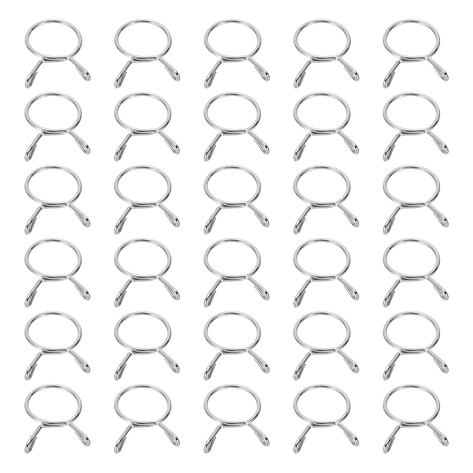 sourcing map Fuel Line Hose Clips 30Pcs 22mm ID 25.1mm Clamp Dia. 304 Stainless Steel Tubing Spring Clips Clamps Assortment for Air Hose Tube Water Pipe Motorcycle Scooter ATV, Silver