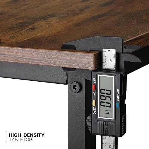 Miniatura 9 de MoNiBloom Escritorio para juegos de oficina en casa, mesa de estudio de computadora de 47 pulgadas con una bolsa de almacenamiento, marrón rústico