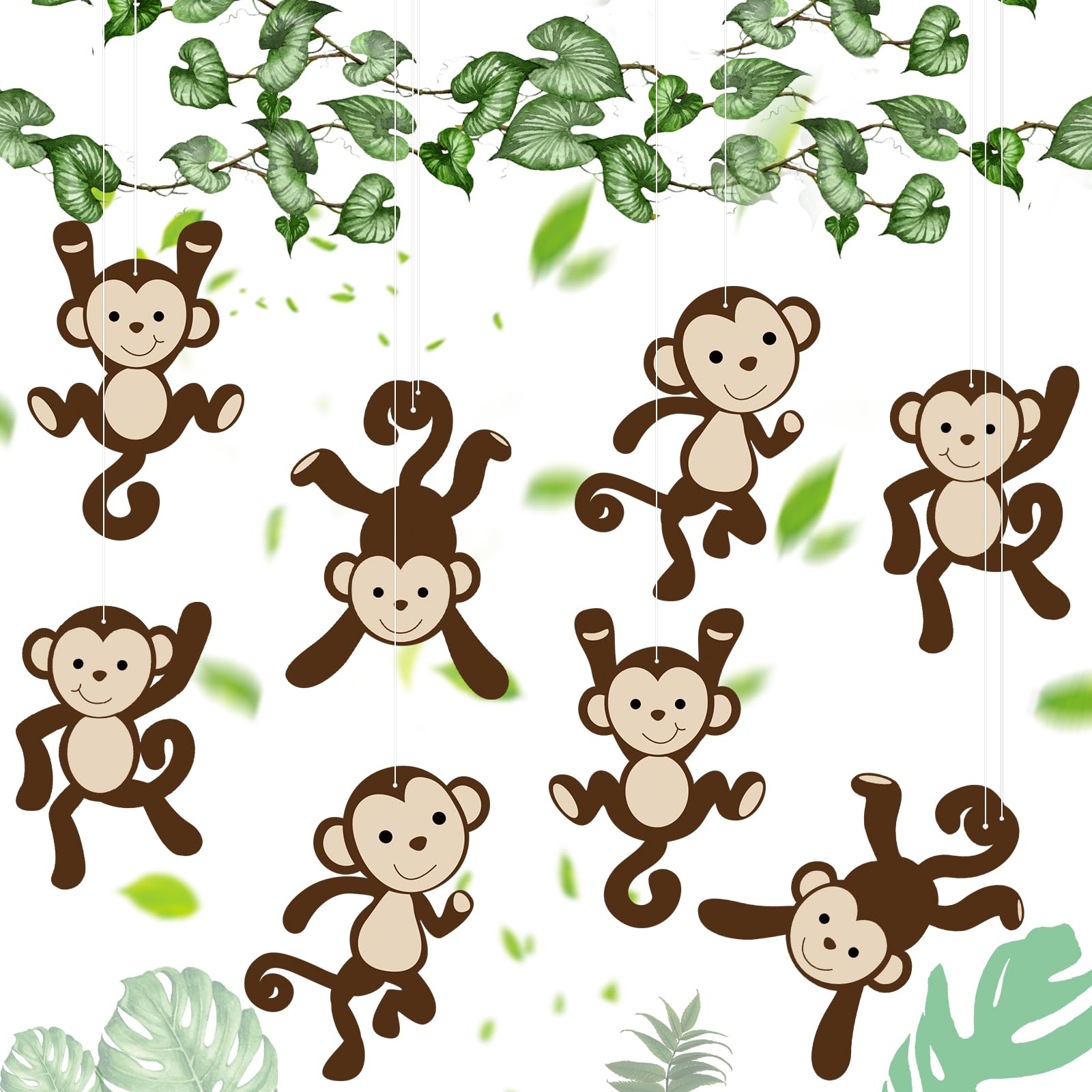 36 Pieces Monkey Cutouts Jungle Party Decorations Monkeys Theme Party Supplies Hanging Safari Monkey Cutouts for Classroom Decorations Birthday Party Baby Shower Supplies