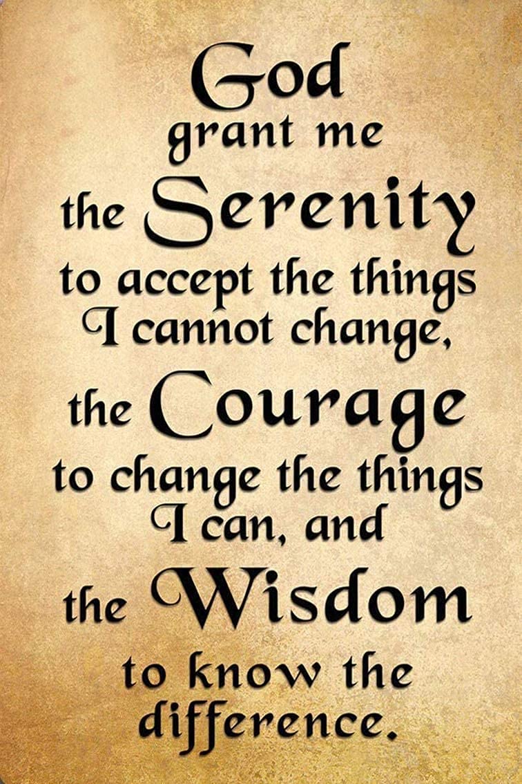 Kueprae A1703 God Serenity Prayer Positive Inspiring Quote Vintage Retro Tin Metal Decor Sign Home Wall Decor 8X12