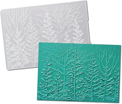 DIYology 3D Winter Forest Embossing Folders for Card Making, Forest-Trees Embossing Folder Template for DIY Paper Crafts Scrapbooking Polymer Clay Decoration