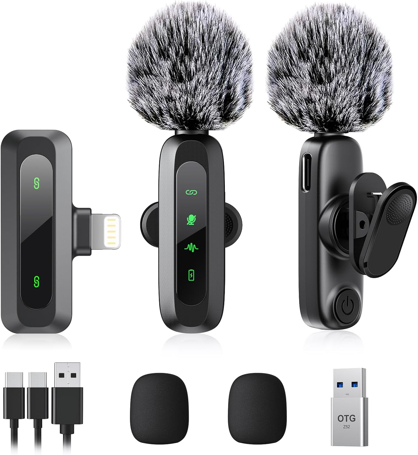 Wireless Lavalier Microphone for iPhone 14-5 Series, LED Display Mini Lav for iPhone with Noise Cancelling, Lapel Mic Wireless 2 pack for Content Creator Video Recording, Vlogging (Lightning Only) Wireless Lavalier Microphone for iPhone 14-5 Series, LED Display Mini Lav for iPhone with Noise Cancelling, Lapel Mic Wireless 2 pack for Content Creator Video Recording, Vlogging (Lightning Only)