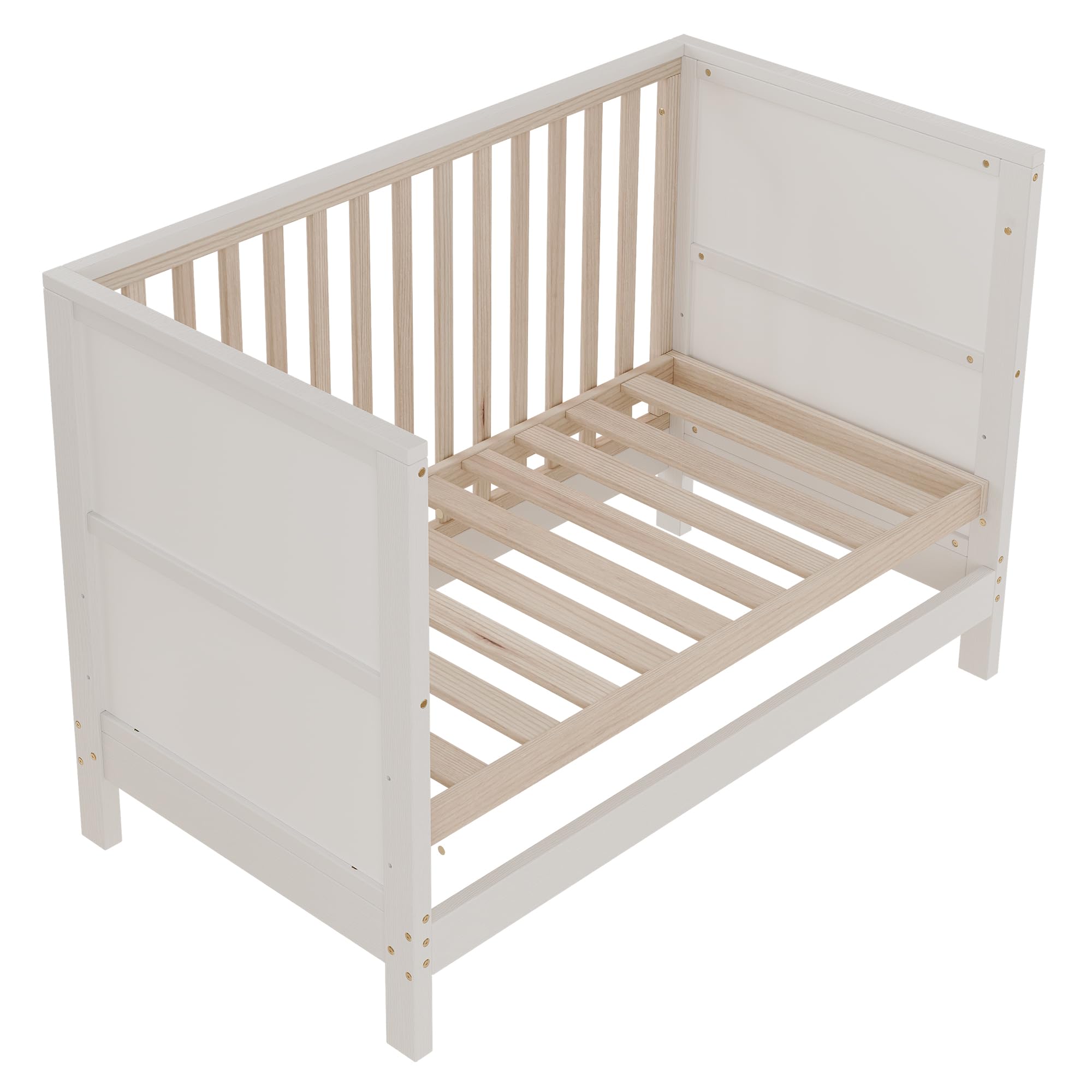 BTM Babybett Höhenverstellbar Babybett mitwachsend Baby Beistellbett/Kinderbett 60x120 mit Bemalbaren Tafeln Massivholz