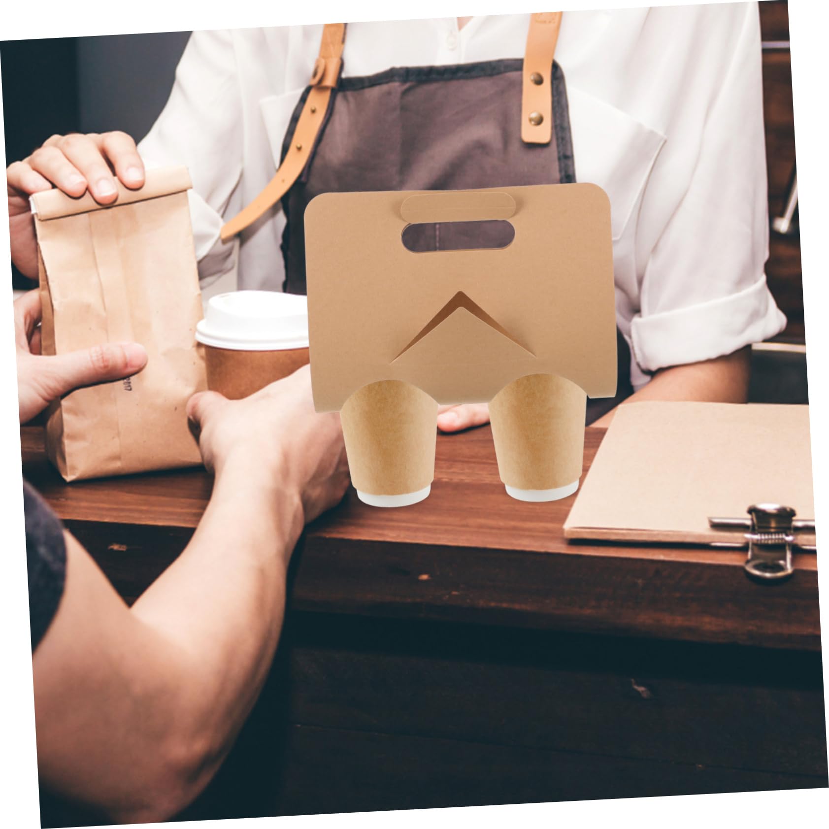 SOLUSTRE 50pezzi Portabicchieri Carta Con Manico Per Bevande Calde e Fredde Per Caffè Tè Smoothie e Confezione Pratica Per Asporto e Eventi