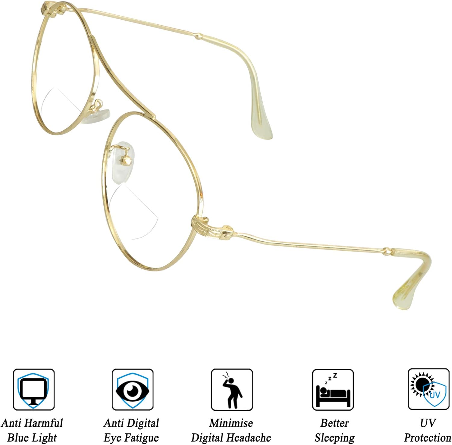 VisionGlobal Bifocal Blue Light Blocking Glasses for Women/Men, Classic Retro Oval Eyewear Reduce Fatigue