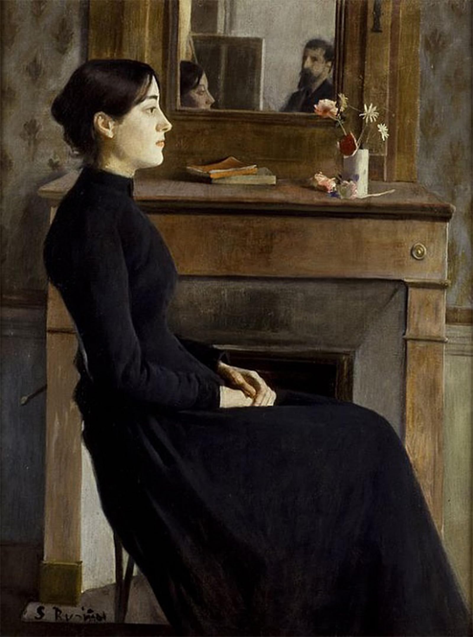 SERENDIPITP Vintage Wall Art Canvas Nordic Poster Canvas Print Picture Weibliche Figur by Santiago Rusiñol Wall Art Poster for Home Decor 60x90cm