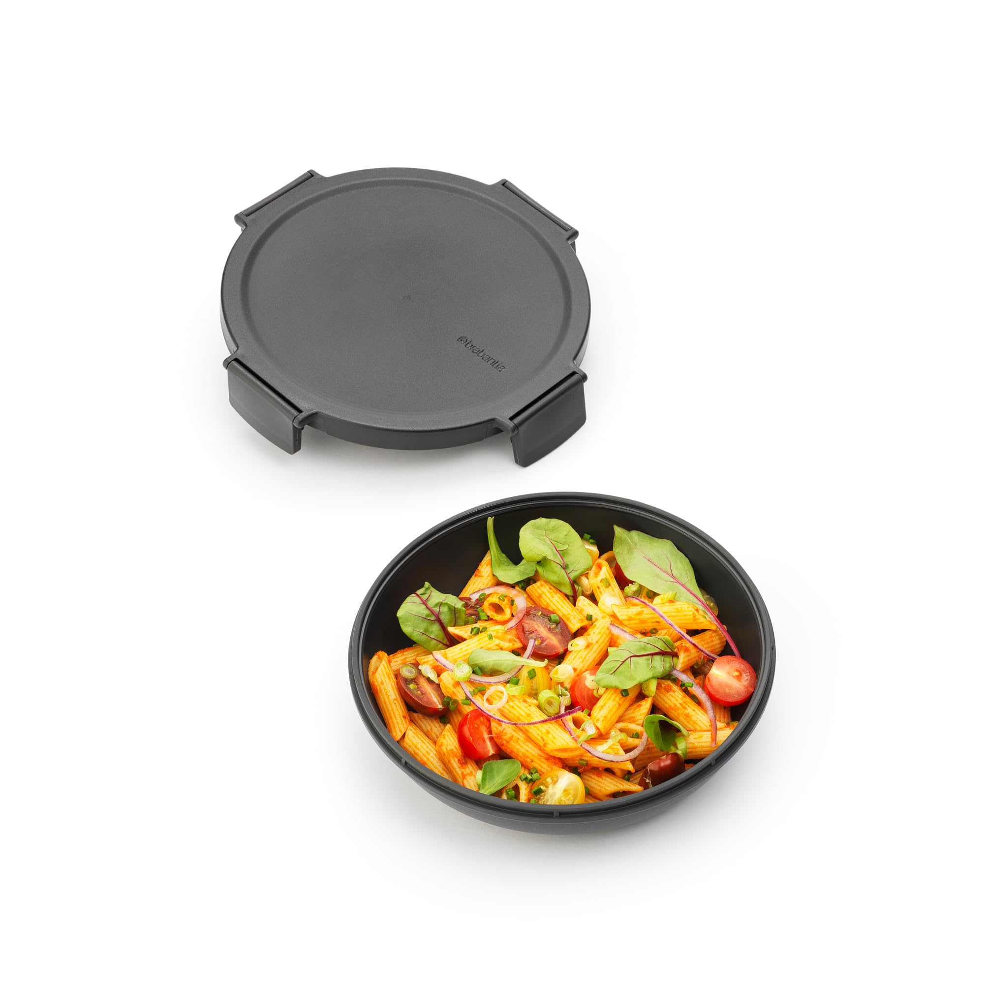 Make & Take Lunch Bowl 1L - Compact Flat Design - Secure Click Closing - Leakproof - Airtight Lid - Suitable for Freezer - Dishwasher & Microwave Safe - Dark Grey