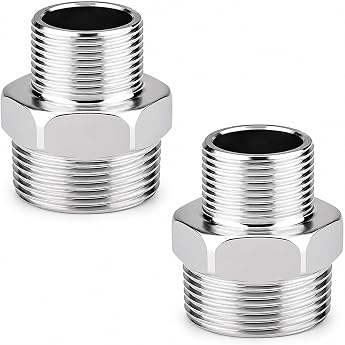 2 pieces stainless steel double nipple 1 inch male x 3/4 inch male thread reducer 1 to 3/4 male thread adapter 1 to 3/4 inch suitable for industry pipes water etc
