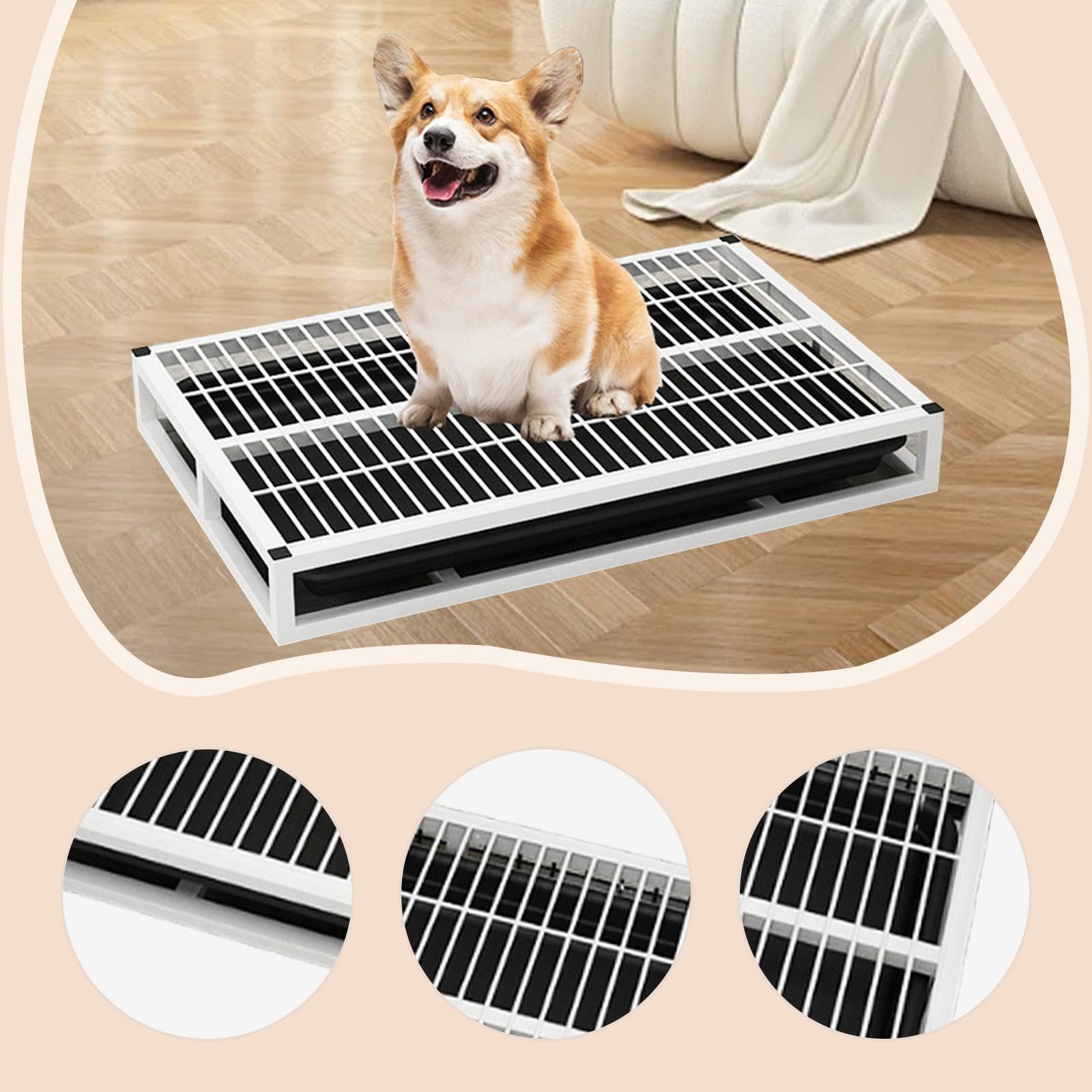 Bandeja Sanitaria para Perros Orinal Interior Portátil Inodoro de Entrenamiento Y Soporte para Empapadores con Almohadillas Antideslizantes Adecuado