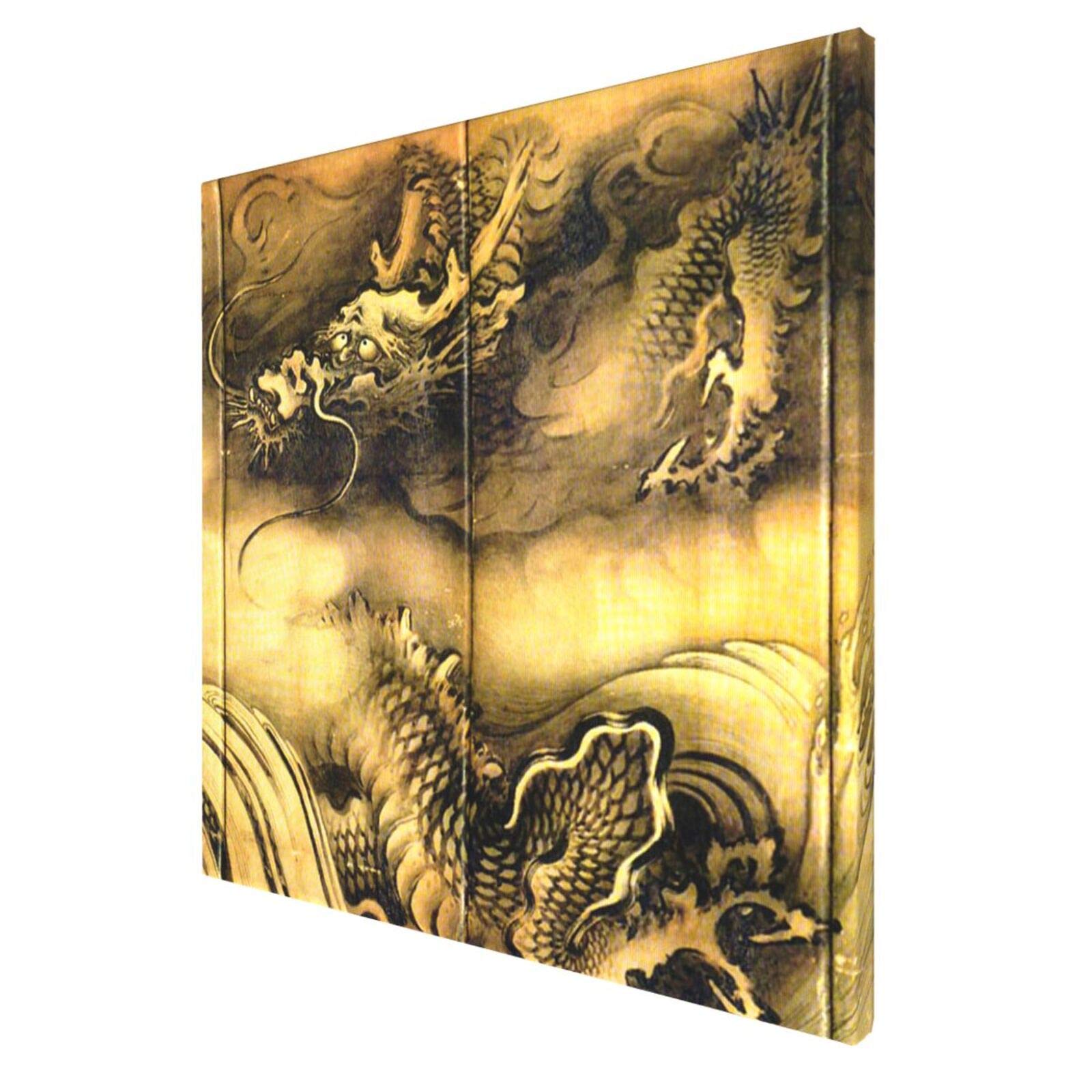 Amazon｜絵画 フレーム装飾画 狩野山雪 龍虎図屏風 龍 キャンバス