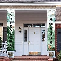 Vista 2 de Letrero de porche de Adventure Awaits de 70.8 x 11.8 pulgadas, letrero con texto en inglés «Bon Voyage Let The Adventure Begin» para puerta