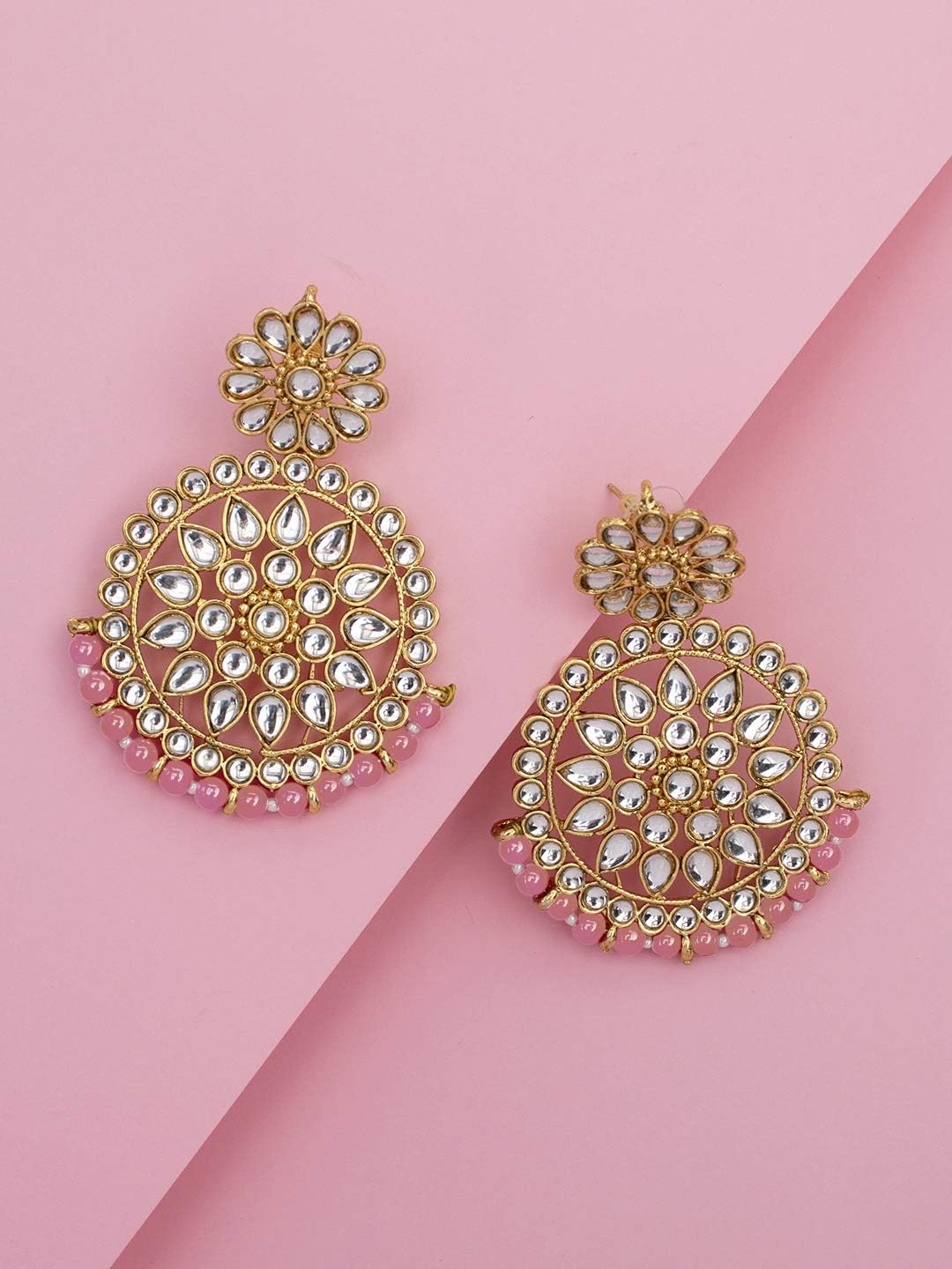 Aheli Ethnic Indian Traditional Faux Kundan Round Chandbali Dangle Earrings Wedding Party Wear Fashion Jewelry Gift for Women