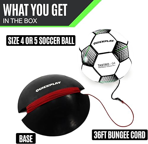 Miniatura 6 de QUICKPLAY Pelota de entrenamiento de fútbol Replay  Bola de entrenamiento elástica ajustable con peso base