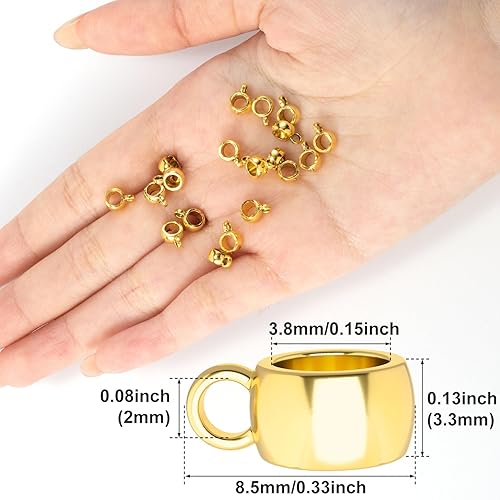 Miniatura 9 de Joez Wonderful 300 cuentas de eslabones para colgar en la columna, cuentas espaciadoras de columna hipoalergénicas, dije de tubo de conector dorado