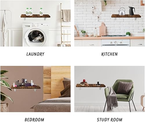 Miniatura 22 de Pmnianhua Mesa plegable de 31 pulgadas para montar en la pared, escritorio de pared plegable, escritorio flotante para oficina en casa, espacio