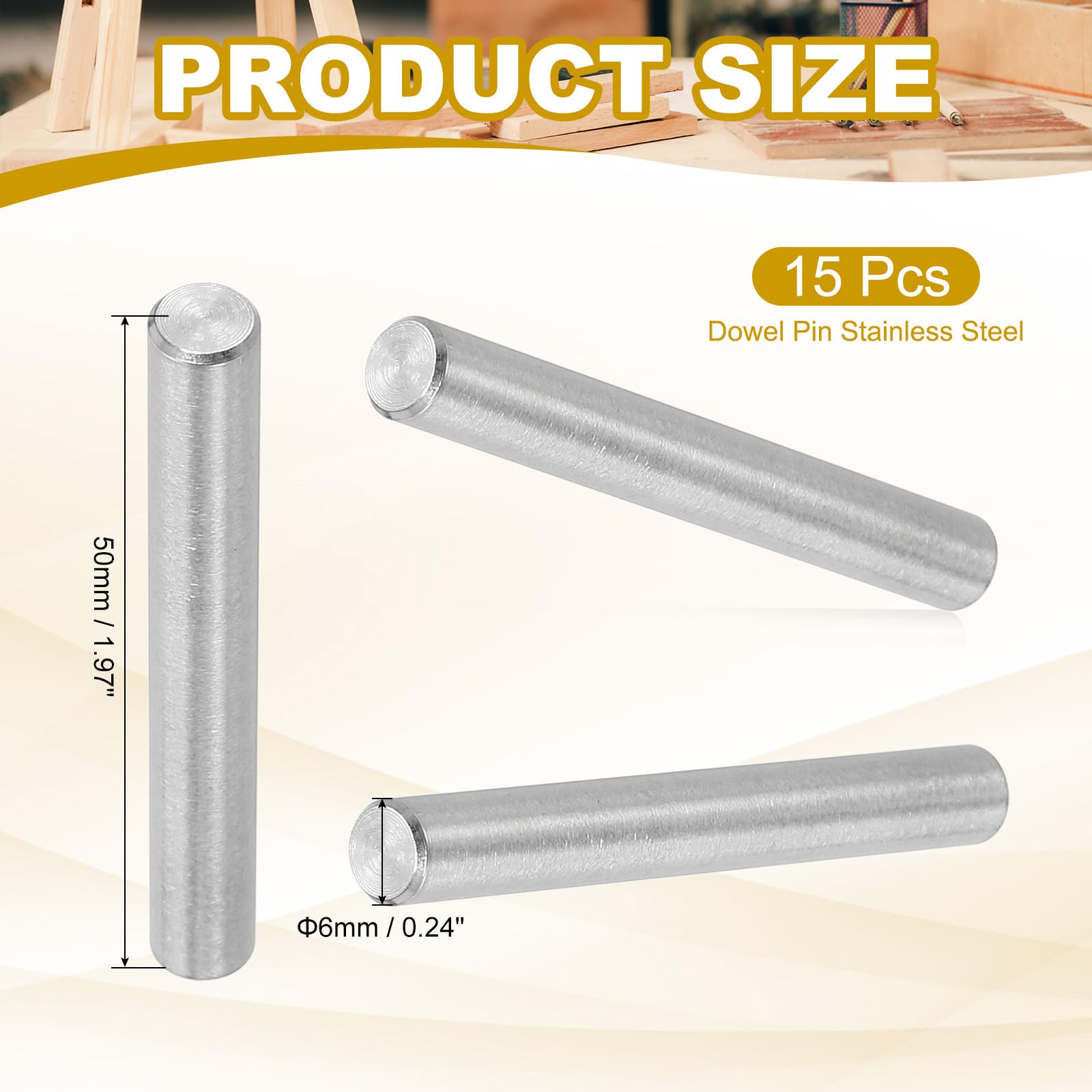 PATIKIL 6mm x 50mm Dowel Pin Stainless Steel - Image 2