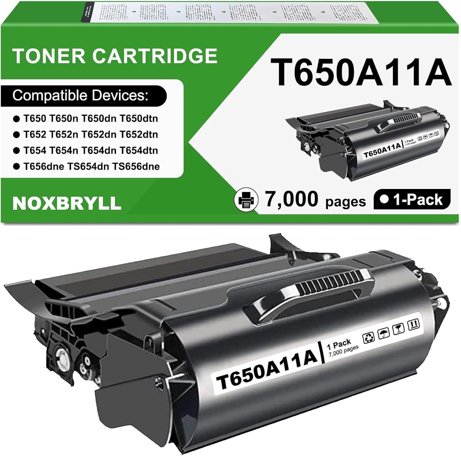 T650A11A Toner Cartridge Compatible for Lexmark T650 T650n T650dn T650dtn T652 T652n T652dn T652dtn T654 T654n T654dn T654dtn T656dne TS654dn TS656dne Printers(1 Pack,7,000 Pages)