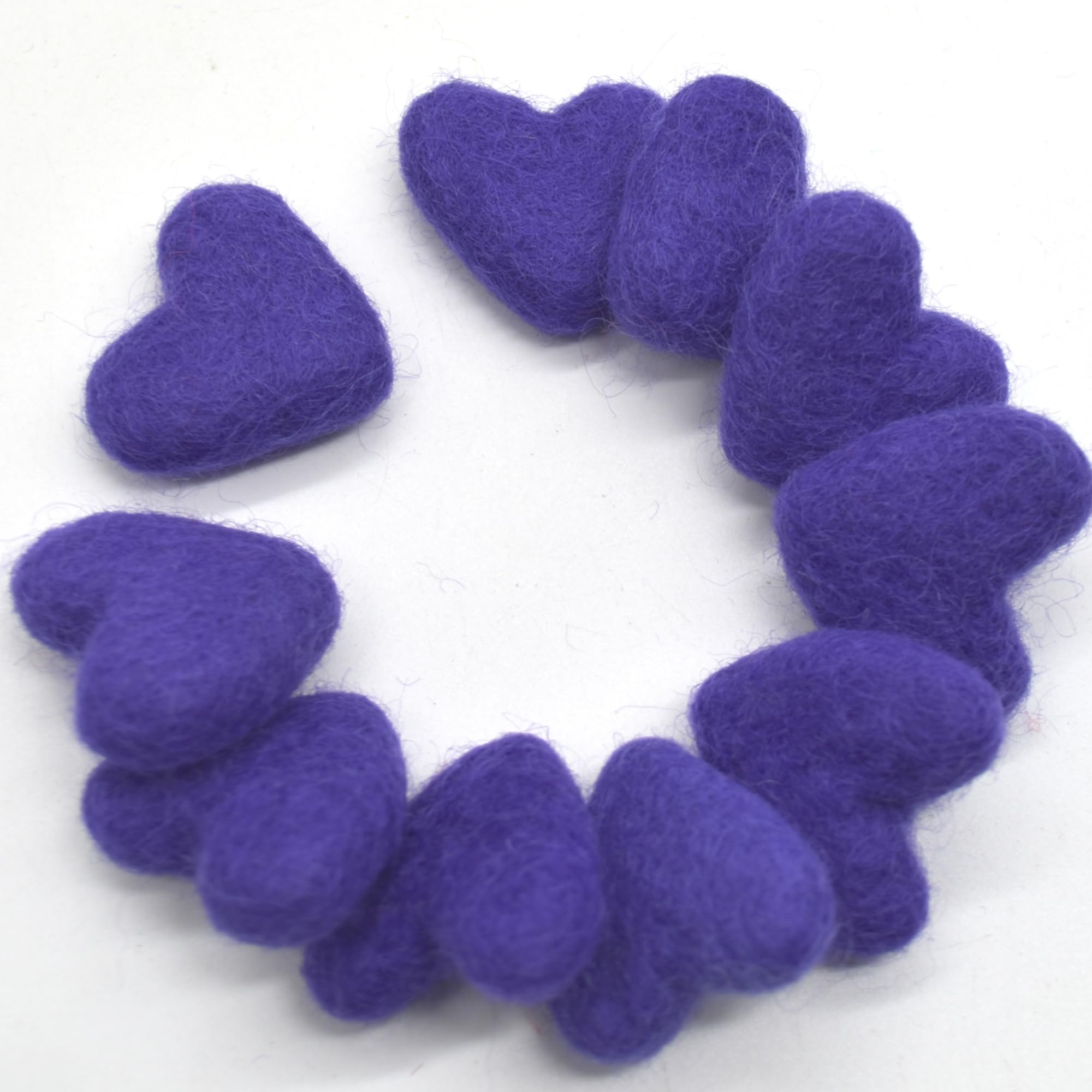 Oriental Direct Purple 100% Wool Felt Hearts - 3Cm - 10 Felt Hearts