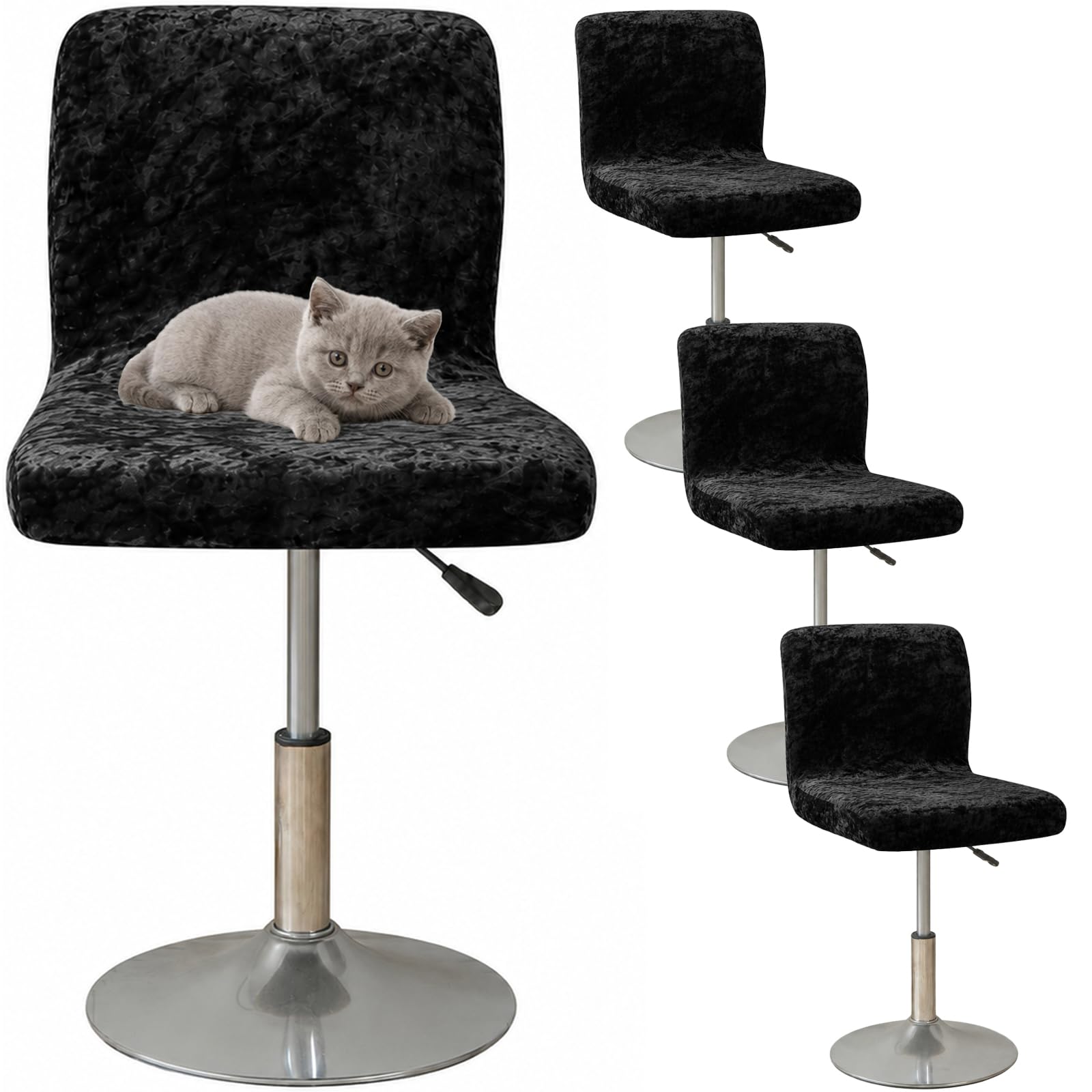 ZRCYXDW Bar Stool Covers with Back, Soft Crushed Velvet