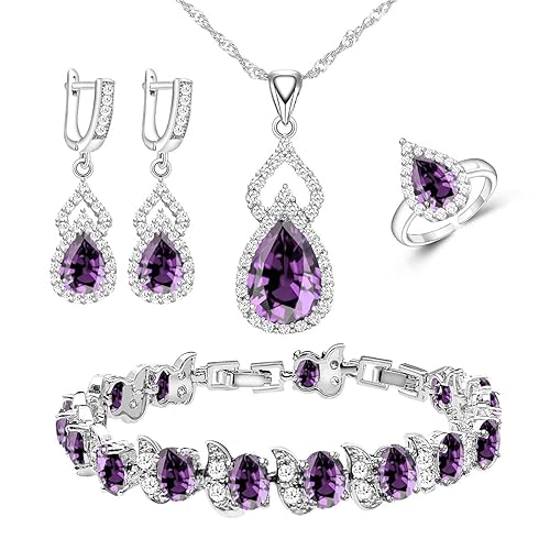 LMXXVJ Women Jewelry Set Platinum Plated Necklace Open Ring Earrings